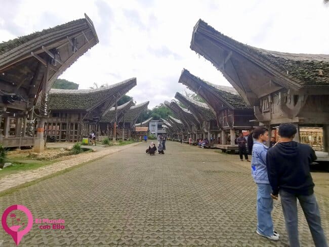 Casas tradicionales del centro de Sulawesi Tongkonan y alangs de Tata Toraja