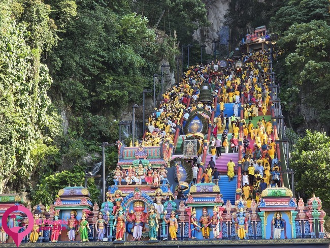 Los 272 escalones de las Batu Caves durante el Thaipusam