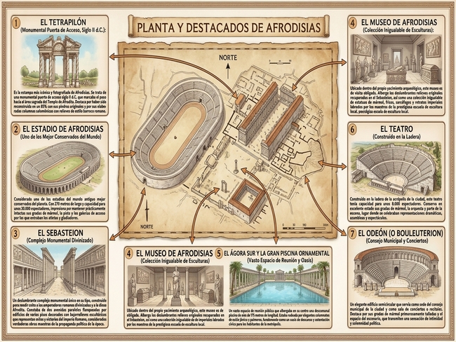Guía para visitar Afrodisias Planta y destacados de Afrodisias
